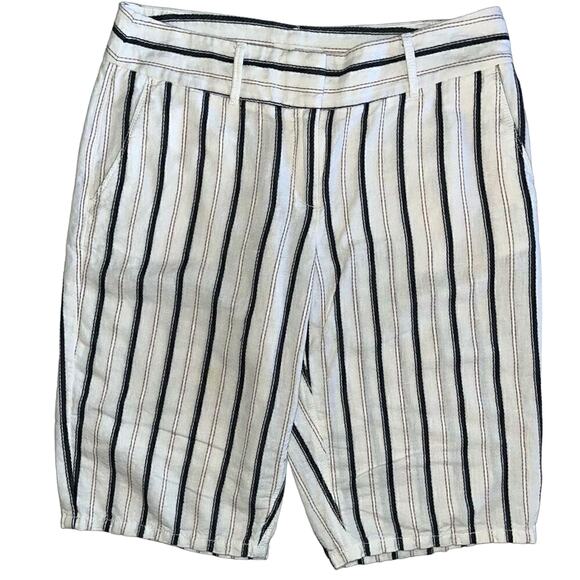 Loft black, brown & white striped long shorts 4 - Picture 1 of 2